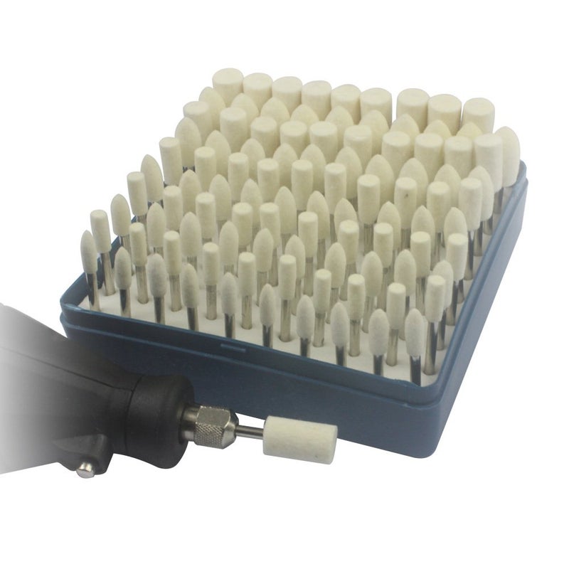LUO KE Carving Expert 100pcs Multifunctional Wool Felt Mandrel Mounted Grinding Polishing Accessories Attachment Set - Fit Dremel-1/8 Inch Shank - Image 3